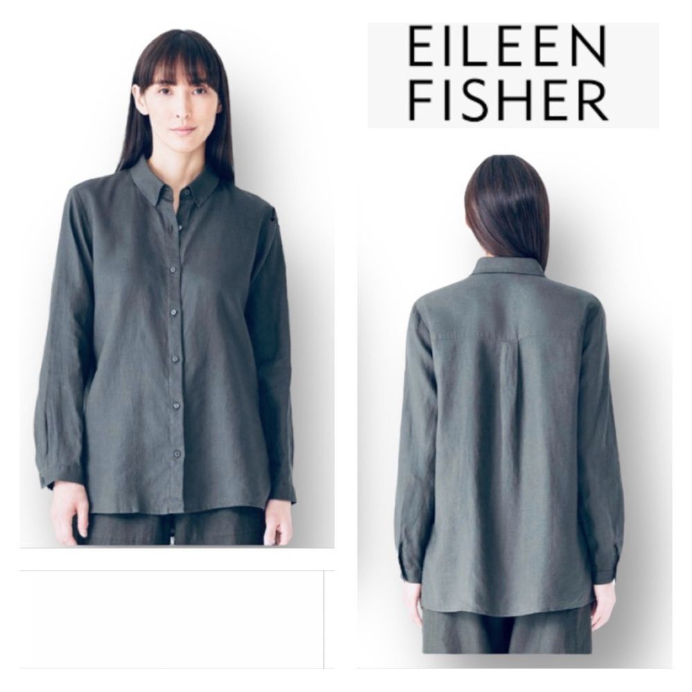 Eileen Fisher Organic Linen Classic Collar Shirt
Easy Fit, Long Length Size L - Picture 4 of 13